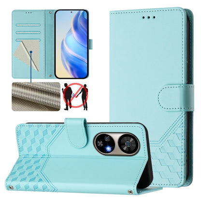 For Ulefone Note 17 Pro Honeycomb Embossing RFID Leather Phone Case(Mint Green) - Ulefone Cases by PMC Jewellery | Online Shopping South Africa | PMC Jewellery | Buy Now Pay Later Mobicred