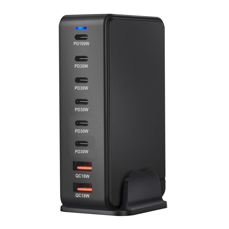 YMX-986 286W 6 Type-C, 2 USB 8-Ports Desktop Fast Charger, Plug Type:US Plug(Black) - Multifunction Charger by PMC Jewellery | Online Shopping South Africa | PMC Jewellery | Buy Now Pay Later Mobicred