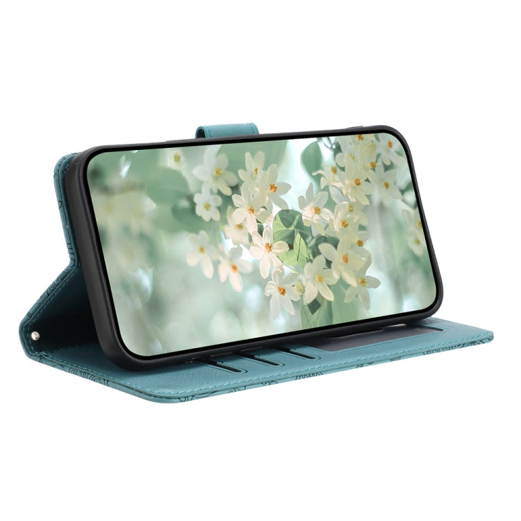 For Samsung Galaxy S25+ 5G Floral Embossed Pattern Leather Phone Case(Dark Green) - Galaxy S25+ 5G Cases by PMC Jewellery | Online Shopping South Africa | PMC Jewellery | Buy Now Pay Later Mobicred