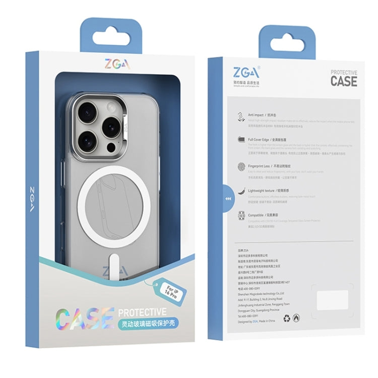 For iPhone 16 Pro ZGA Magsafe Clear PC Tempered Glass Phone Case(Frosted White) - iPhone 16 Pro Cases by ZGA | Online Shopping South Africa | PMC Jewellery | Buy Now Pay Later Mobicred