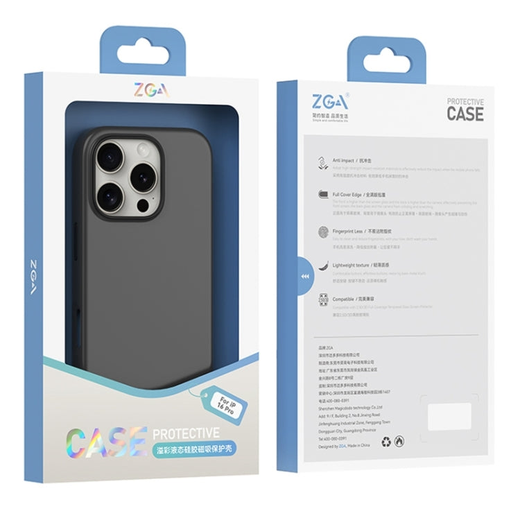 For iPhone 16 ZGA Colorful Liquid Silicone Magsafe Phone Case(Black) - iPhone 16 Cases by ZGA | Online Shopping South Africa | PMC Jewellery | Buy Now Pay Later Mobicred