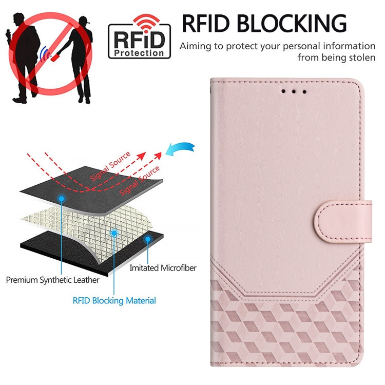 For Huawei Pura 70 Honeycomb Embossing RFID Leather Phone Case(Pink) - Huawei Cases by PMC Jewellery | Online Shopping South Africa | PMC Jewellery | Buy Now Pay Later Mobicred