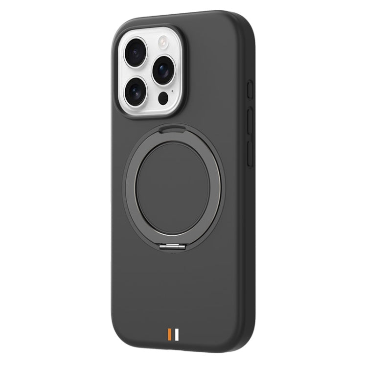 For iPhone 16 Pro TGVIS GEEK Series MagSafe Silicone Phone Case with Rotating Holder(Black) - iPhone 16 Pro Cases by TGVIS | Online Shopping South Africa | PMC Jewellery | Buy Now Pay Later Mobicred