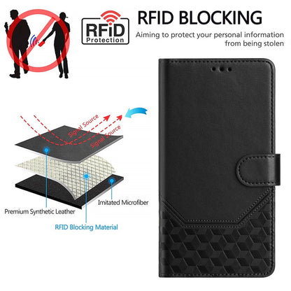 For Redmi K70 Ultra 5G Honeycomb Embossing RFID Leather Phone Case(Black) - Xiaomi Cases by PMC Jewellery | Online Shopping South Africa | PMC Jewellery | Buy Now Pay Later Mobicred