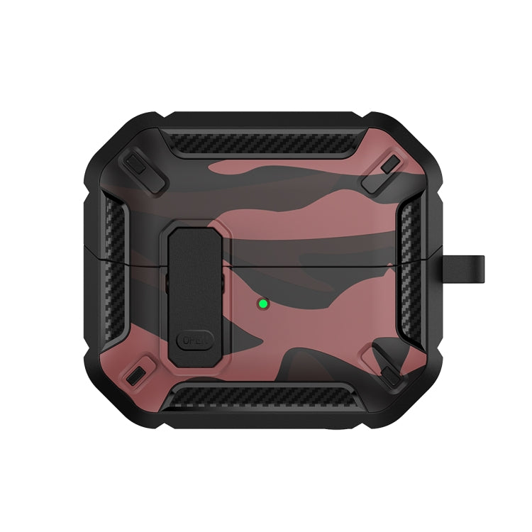 For Samsung Galaxy Buds3 / 3 Pro Camouflage Earphone Protective Case with Switch & Hook(Red) - Samsung Earphone Case by PMC Jewellery | Online Shopping South Africa | PMC Jewellery | Buy Now Pay Later Mobicred