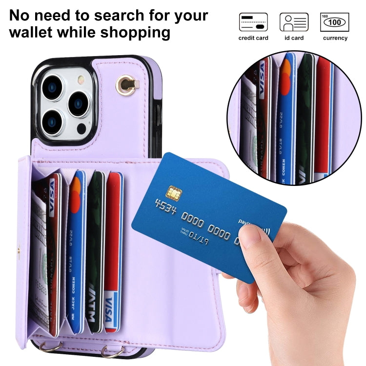 For iPhone 16 Pro RFID Card Slot Phone Case with Long Lanyard(Purple) - iPhone 16 Pro Cases by PMC Jewellery | Online Shopping South Africa | PMC Jewellery | Buy Now Pay Later Mobicred