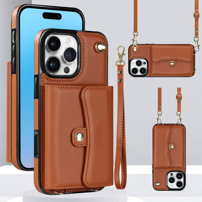 For iPhone 16 Pro RFID Card Slot Phone Case with Long Lanyard(Brown) - iPhone 16 Pro Cases by PMC Jewellery | Online Shopping South Africa | PMC Jewellery | Buy Now Pay Later Mobicred