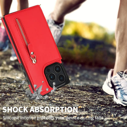 For iPhone 16 Pro Cross-body Zipper Square Phone Case(Red) - iPhone 16 Pro Cases by PMC Jewellery | Online Shopping South Africa | PMC Jewellery | Buy Now Pay Later Mobicred