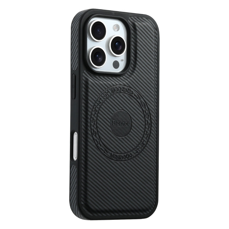 For iPhone 16 Plus Denior Carbon Fiber Texture Leather MagSafe Phone Case(Black) - iPhone 16 Plus Cases by Denior | Online Shopping South Africa | PMC Jewellery | Buy Now Pay Later Mobicred