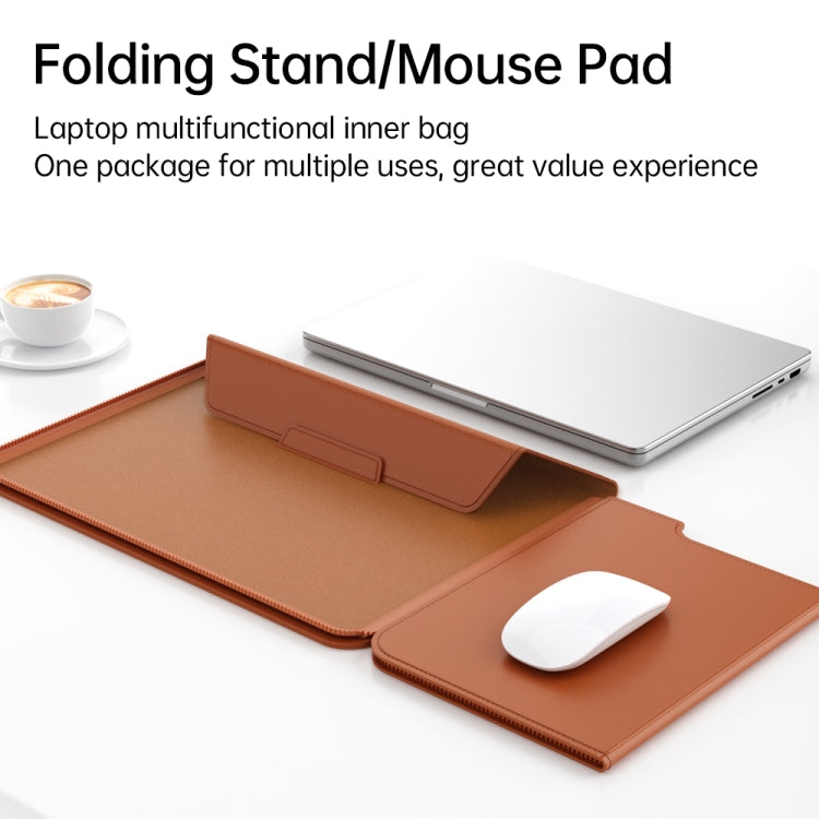 Multifunctional Laptop PU Magnetic Stand Split Liner Bag with Mouse Pad Function, Size:13-14 inch(Grey) - 13.3 inch by PMC Jewellery | Online Shopping South Africa | PMC Jewellery | Buy Now Pay Later Mobicred