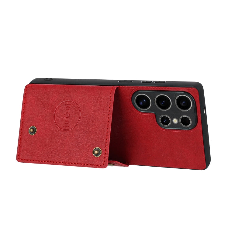 For Samsung Galaxy S25 Ultra 5G Double Buckle Card Slots Magnetic Phone Case(Red) - Galaxy S25 Ultra 5G Cases by PMC Jewellery | Online Shopping South Africa | PMC Jewellery | Buy Now Pay Later Mobicred