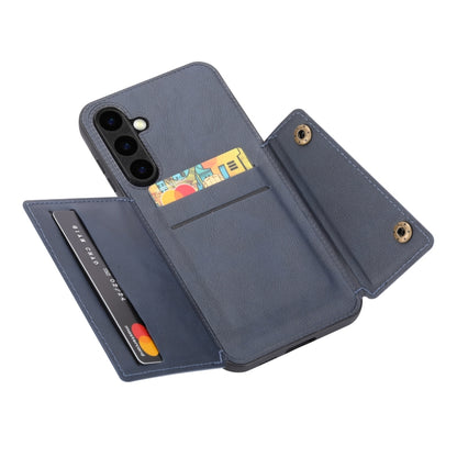 For Samsung Galaxy S25+ 5G Double Buckle Card Slots Magnetic Phone Case(Blue) - Galaxy S25+ 5G Cases by PMC Jewellery | Online Shopping South Africa | PMC Jewellery | Buy Now Pay Later Mobicred