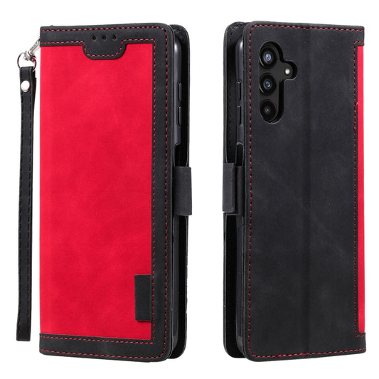 For Samsung Galaxy S25+ 5G Retro Splicing Horizontal Flip Leather Phone Case(Red) - Galaxy S25+ 5G Cases by PMC Jewellery | Online Shopping South Africa | PMC Jewellery | Buy Now Pay Later Mobicred