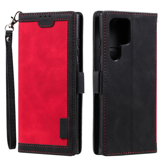 For Samsung Galaxy S25 Ultra 5G Retro Splicing Horizontal Flip Leather Phone Case(Red) - Galaxy S25 Ultra 5G Cases by PMC Jewellery | Online Shopping South Africa | PMC Jewellery | Buy Now Pay Later Mobicred