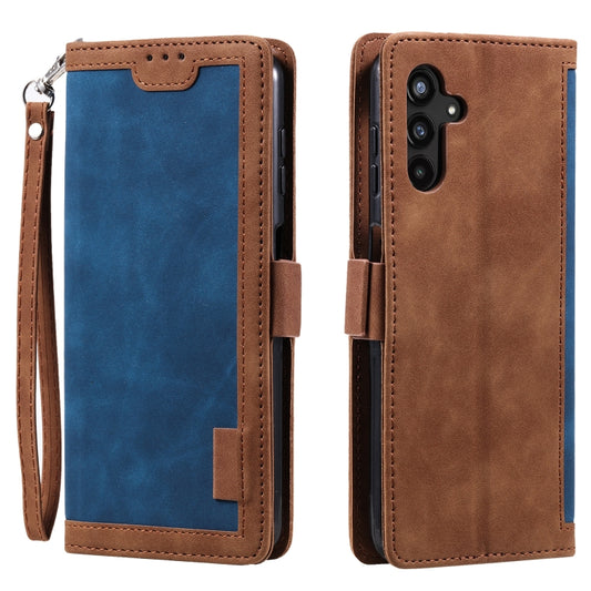 For Samsung Galaxy S25 5G Retro Splicing Horizontal Flip Leather Phone Case(Blue) - Galaxy S25 5G Cases by PMC Jewellery | Online Shopping South Africa | PMC Jewellery | Buy Now Pay Later Mobicred