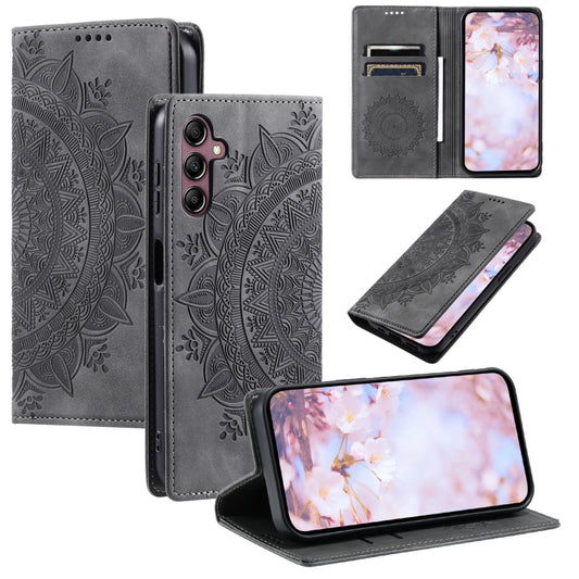 For Samsung Galaxy S25 5G Totem Embossed Magnetic Leather Phone Case(Grey) - Galaxy S25 5G Cases by PMC Jewellery | Online Shopping South Africa | PMC Jewellery | Buy Now Pay Later Mobicred