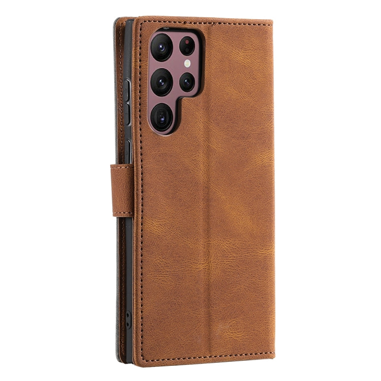 For Samsung Galaxy S25 Ultra 5G Nail Skin Feel Stitching Calf Texture Leather Phone Case(Brown) - Galaxy S25 Ultra 5G Cases by PMC Jewellery | Online Shopping South Africa | PMC Jewellery | Buy Now Pay Later Mobicred