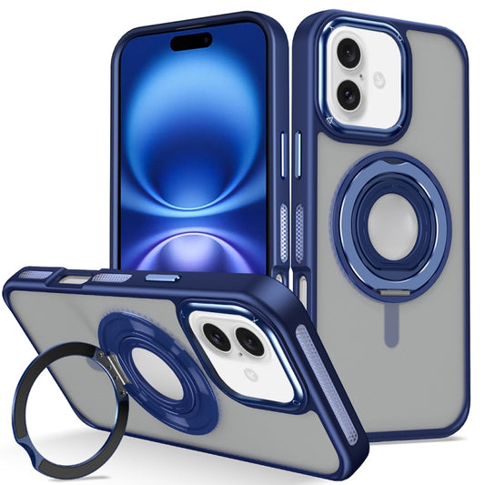 For iPhone 16 Plus Skin Feel Matte 360 Degree Rotating Silicone Ring Holder Phone Case(Royal Blue) - iPhone 16 Plus Cases by PMC Jewellery | Online Shopping South Africa | PMC Jewellery | Buy Now Pay Later Mobicred