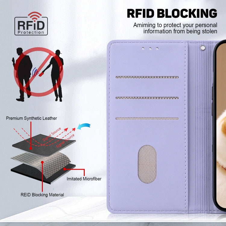 For iPhone 16e Cute Cats RFID Leather Phone Case(Purple) - free shipping - PMC TechLife - Order now!
