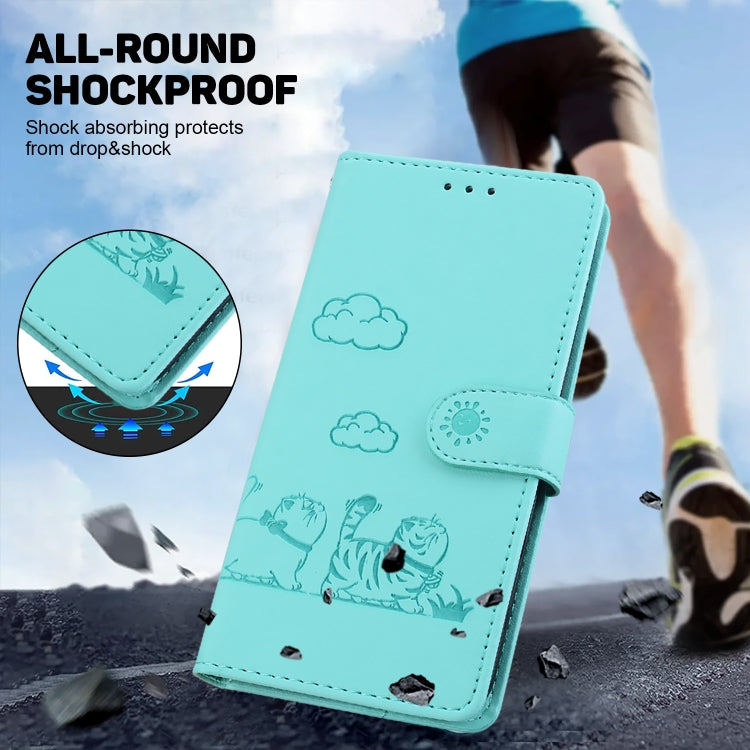For Redmi K70 / K70 Pro Cute Cats RFID Leather Phone Case(Green) - free shipping - PMC Jewellery - Order now!