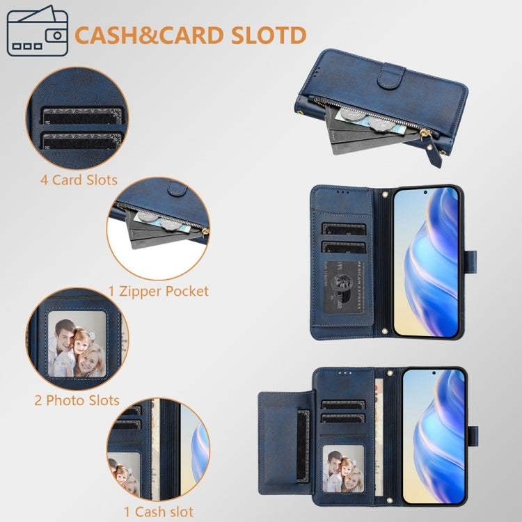 For Samsung Galaxy S25 Ultra 5G Multi-Card Slots Zipper Wallet Leather Phone Case(Blue) - Galaxy S25 Ultra 5G Cases by PMC Jewellery | Online Shopping South Africa | PMC Jewellery | Buy Now Pay Later Mobicred