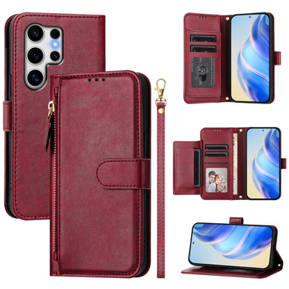 For Samsung Galaxy S25 Ultra 5G Multi-Card Slots Zipper Wallet Leather Phone Case(Dark Red) - Galaxy S25 Ultra 5G Cases by PMC Jewellery | Online Shopping South Africa | PMC Jewellery | Buy Now Pay Later Mobicred