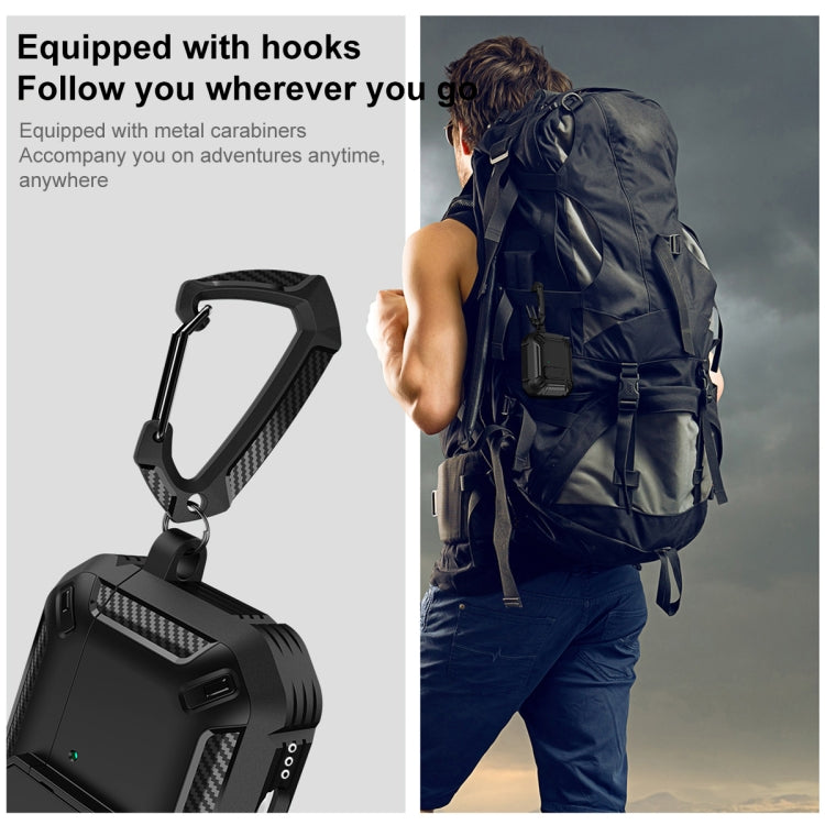 For AirPods 4 Shield Shockproof Earphone Protective Case with Hook(Black) - For AirPods 4 by PMC Jewellery | Online Shopping South Africa | PMC Jewellery | Buy Now Pay Later Mobicred