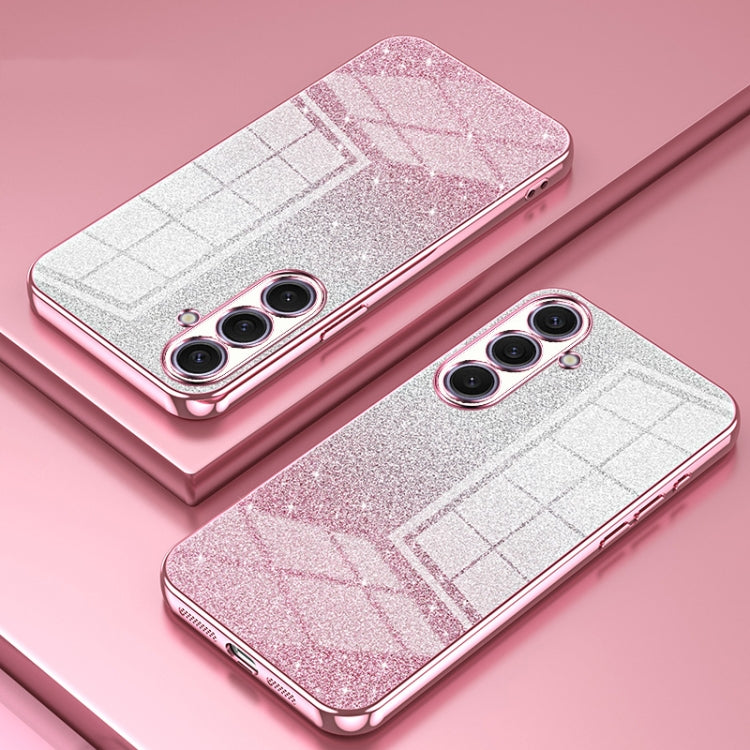 For Samsung Galaxy S25+ 5G Gradient Glitter Powder Electroplated Phone Case(Pink) - Galaxy S25+ 5G Cases by PMC Jewellery | Online Shopping South Africa | PMC Jewellery | Buy Now Pay Later Mobicred