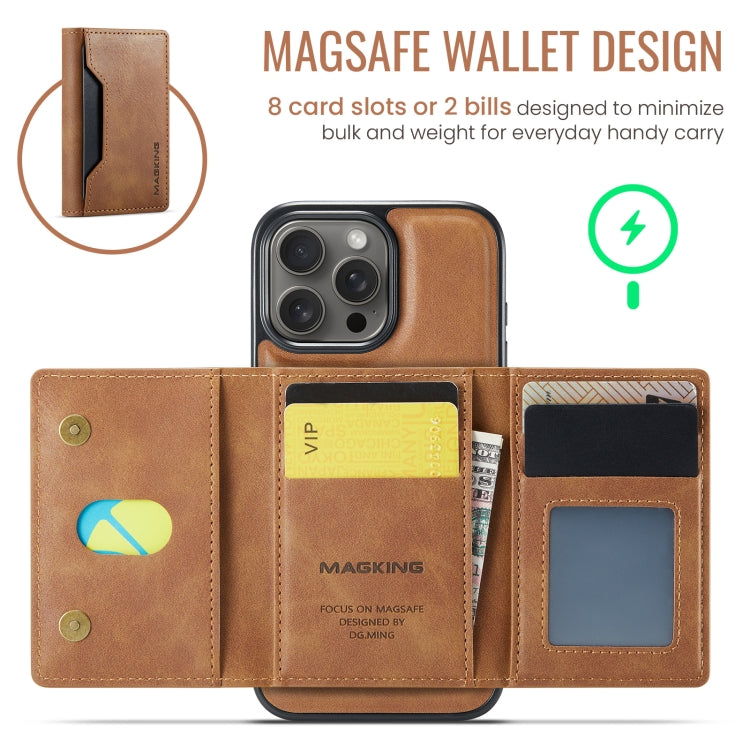 For iPhone 16 Pro DG.MING MAGKING-K2 Series MagSafe RFID Card Bag Detachable Phone Case(Brown) - iPhone 16 Pro Cases by DG.MING | Online Shopping South Africa | PMC Jewellery | Buy Now Pay Later Mobicred