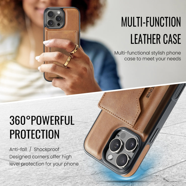 For iPhone 16 Pro DG.MING MAGKING-K2 Series MagSafe RFID Card Bag Detachable Phone Case(Brown) - iPhone 16 Pro Cases by DG.MING | Online Shopping South Africa | PMC Jewellery | Buy Now Pay Later Mobicred