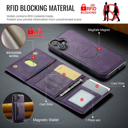 For iPhone 16 Plus DG.MING MAGKING-K2 Series MagSafe RFID Card Bag Detachable Phone Case(Purple) - iPhone 16 Plus Cases by DG.MING | Online Shopping South Africa | PMC Jewellery | Buy Now Pay Later Mobicred