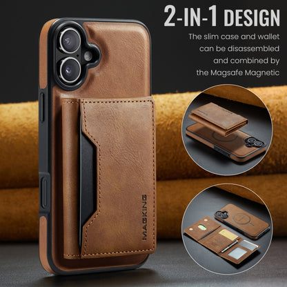 For iPhone 16 DG.MING MAGKING-K2 Series MagSafe RFID Card Bag Detachable Phone Case(Brown) - iPhone 16 Cases by DG.MING | Online Shopping South Africa | PMC Jewellery | Buy Now Pay Later Mobicred