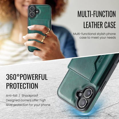 For iPhone 16 DG.MING MAGKING-K2 Series MagSafe RFID Card Bag Detachable Phone Case(Green) - iPhone 16 Cases by DG.MING | Online Shopping South Africa | PMC Jewellery | Buy Now Pay Later Mobicred