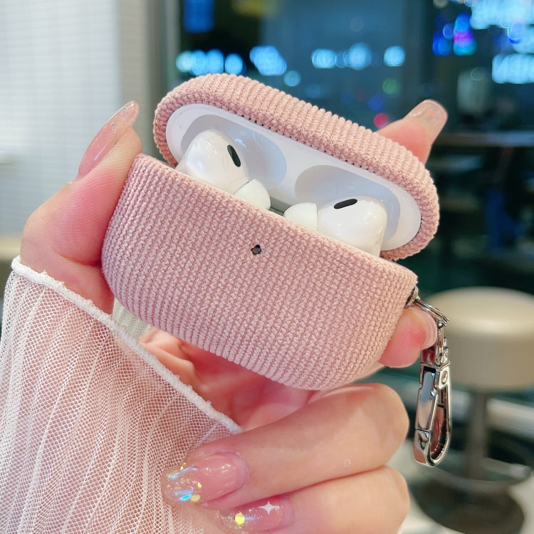 For AirPods Pro 2 Corduroy Cloth Pattern Earphone Protective Case(Khaki) - For AirPods Pro 2 by PMC Jewellery | Online Shopping South Africa | PMC Jewellery | Buy Now Pay Later Mobicred