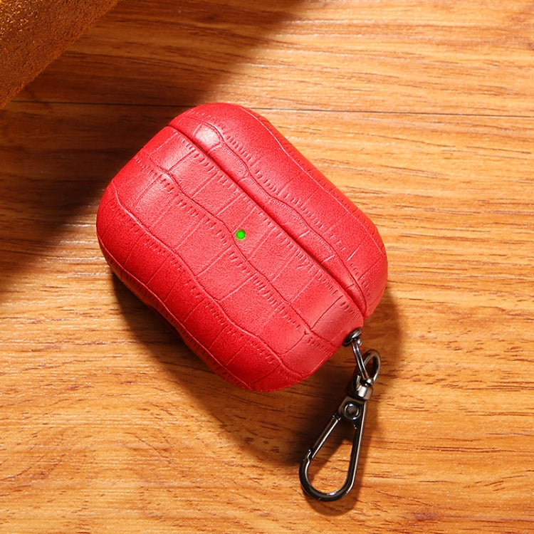 For AirPods Pro Crocodile Texture Earphone Protective Case(Red) - For AirPods Pro by PMC Jewellery | Online Shopping South Africa | PMC Jewellery | Buy Now Pay Later Mobicred