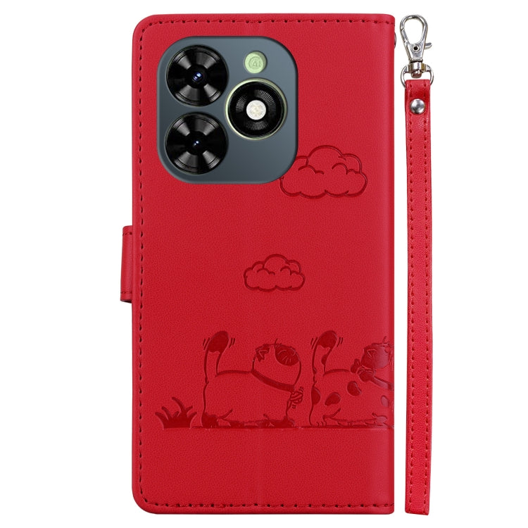For Tecno Spark Go 2024 / 20 / 20C Cute Cats RFID Leather Phone Case(Red) - Tecno Cases by PMC Jewellery | Online Shopping South Africa | PMC Jewellery | Buy Now Pay Later Mobicred
