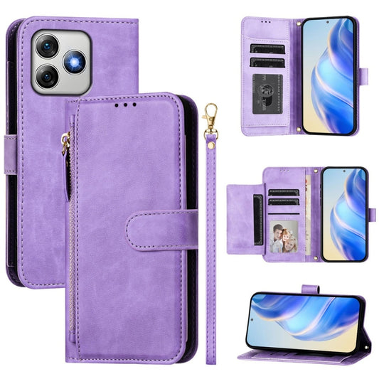 For Ulefone Note 18 Ultra Multi-Card Slots Zipper Wallet Leather Phone Case(Purple) - Ulefone Cases by PMC Jewellery | Online Shopping South Africa | PMC Jewellery | Buy Now Pay Later Mobicred