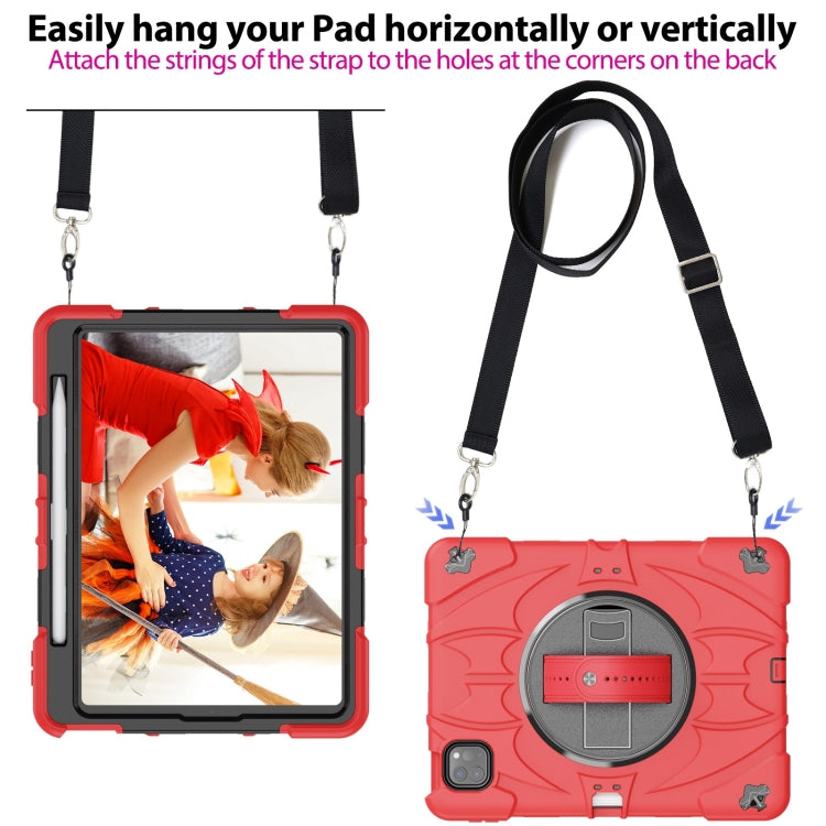 For iPad Pro 11 2022 / Air 10.9 2022 Bat Hand Grip Turntable Stand Tablet Case(Red Black) - iPad Pro 11 (2022/2021) Cases by PMC Jewellery | Online Shopping South Africa | PMC Jewellery | Buy Now Pay Later Mobicred