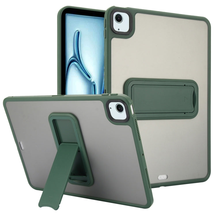 For iPad Air 11 2024 Skin Feel Holder PC Hybrid TPU Tablet Case(Dark Green) - iPad Air 11 2024 Cases by PMC Jewellery | Online Shopping South Africa | PMC Jewellery | Buy Now Pay Later Mobicred