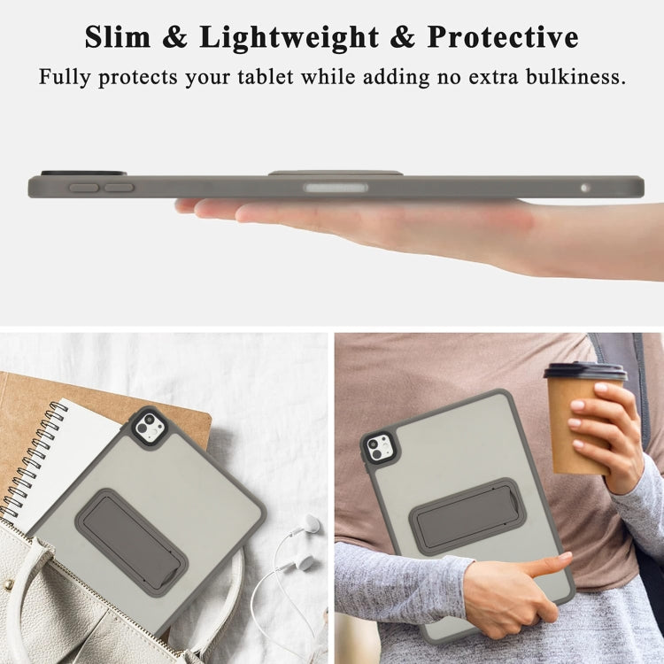 For iPad mini 5 / 4 7.9 inch Skin Feel Holder PC Hybrid TPU Tablet Case(Grey) - iPad mini (2019) / mini 5 Cases by PMC Jewellery | Online Shopping South Africa | PMC Jewellery | Buy Now Pay Later Mobicred