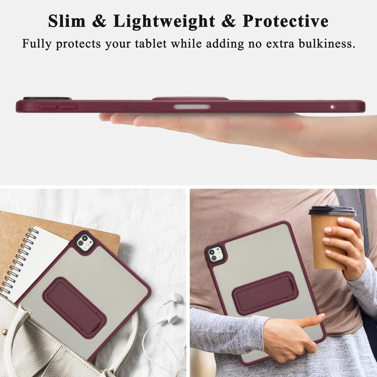 For iPad Pro 11 2018 Skin Feel Holder PC Hybrid TPU Tablet Case(Wine Red) - iPad Pro 11 (2018) Cases by PMC Jewellery | Online Shopping South Africa | PMC Jewellery | Buy Now Pay Later Mobicred