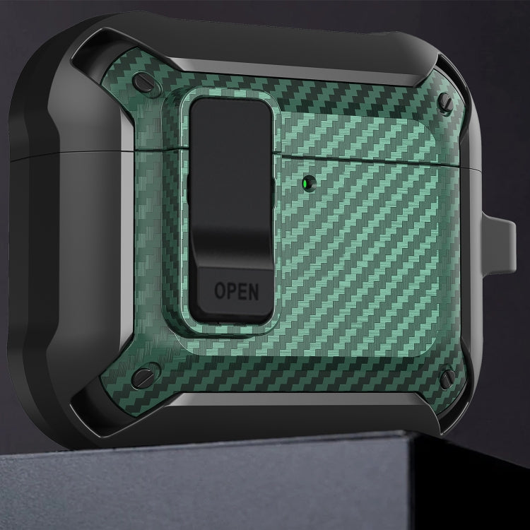 For AirPods 4 Bumblebee Carbon Fiber Shockproof Protective Case with Switch(Red) - For AirPods 4 by PMC Jewellery | Online Shopping South Africa | PMC Jewellery | Buy Now Pay Later Mobicred