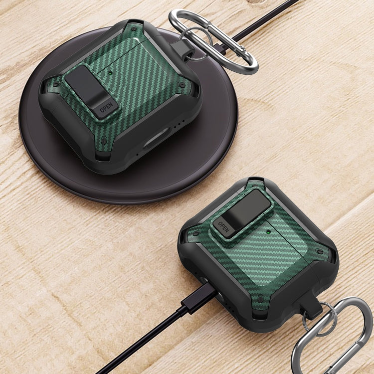 For AirPods 4 Bumblebee Carbon Fiber Shockproof Protective Case with Switch(Yellow) - For AirPods 4 by PMC Jewellery | Online Shopping South Africa | PMC Jewellery | Buy Now Pay Later Mobicred
