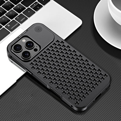 For iPhone 16 Pro R-JUST RJ58 Aromatherapy Metal Cooling Phone Case(Black) - iPhone 16 Pro Cases by R-JUST | Online Shopping South Africa | PMC Jewellery | Buy Now Pay Later Mobicred