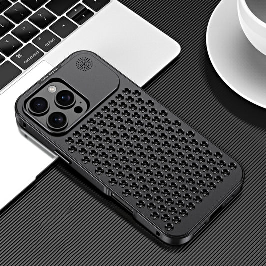 For iPhone 16 Pro Max R-JUST RJ58 Aromatherapy Metal Cooling Phone Case(Black) - iPhone 16 Pro Max Cases by R-JUST | Online Shopping South Africa | PMC Jewellery | Buy Now Pay Later Mobicred