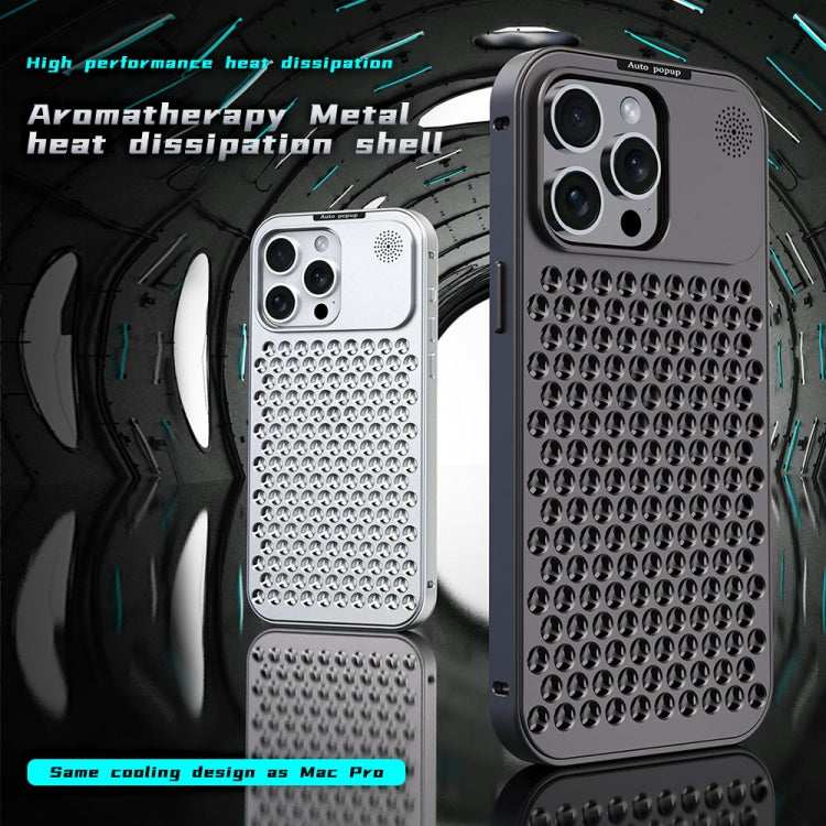 For iPhone 16 Plus R-JUST RJ58 Aromatherapy Metal Cooling Phone Case(Silver) - iPhone 16 Plus Cases by R-JUST | Online Shopping South Africa | PMC Jewellery | Buy Now Pay Later Mobicred