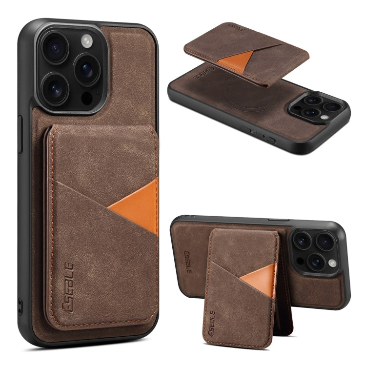 For iPhone 16 Pro ESEBLE E2 Retro Texture Card Slots MagSafe RFID Leather Case(Coffee) - free shipping - PMC Jewellery - Order now!