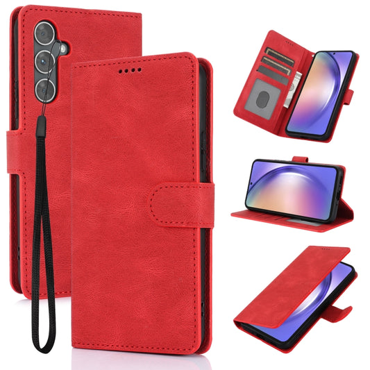 For Samsung Galaxy S25 5G Fantasy Skin-feel Calfskin Texture Leather Phone Case(Red) - Galaxy S25 5G Cases by PMC Jewellery | Online Shopping South Africa | PMC Jewellery | Buy Now Pay Later Mobicred