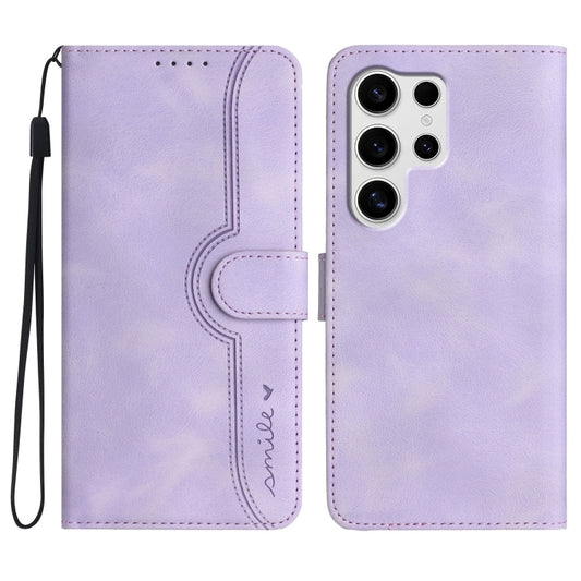 For Samsung Galaxy S25 Ultra 5G Heart Pattern Skin Feel Leather Phone Case(Purple) - Galaxy S25 Ultra 5G Cases by PMC Jewellery | Online Shopping South Africa | PMC Jewellery | Buy Now Pay Later Mobicred