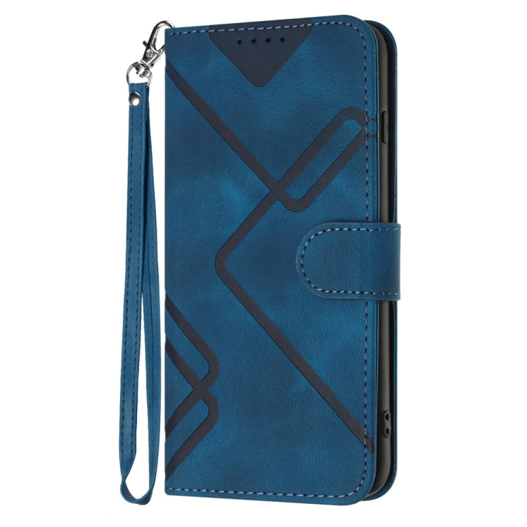 For Samsung Galaxy S25 5G Line Pattern Skin Feel Leather Phone Case(Royal Blue) - Galaxy S25 5G Cases by PMC Jewellery | Online Shopping South Africa | PMC Jewellery | Buy Now Pay Later Mobicred